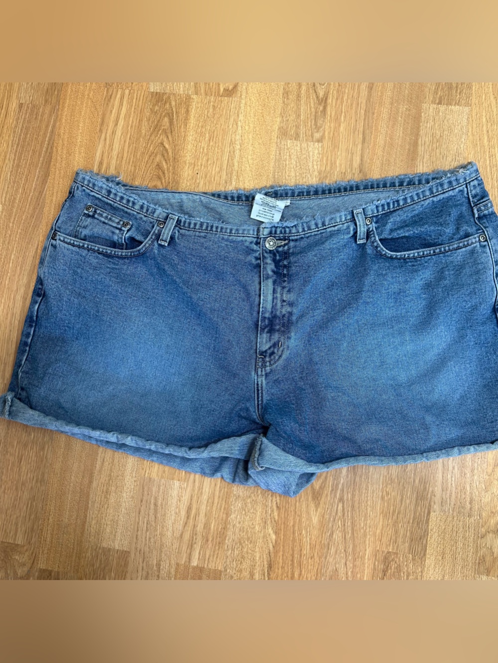 Vintage Faded Glory Denim Shorts Frayed Hem Size 24